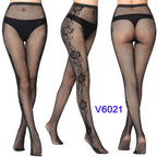 Women Sexy Fishnet Tights Jacquard Weave Seamless Pantyhose Yarns Garter Grid Fish Net Stockings Black Spider Gothic Lace Tights