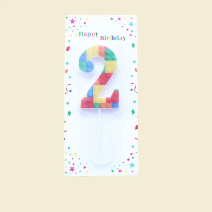 1 PCS  Colored Building Block Shaped Digital Candle Cake Decoration 0-9 Birthday Baking Decoration Plugin