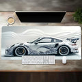 Large Gaming Mouse Pad with White Sports Car Extended Desk Mat