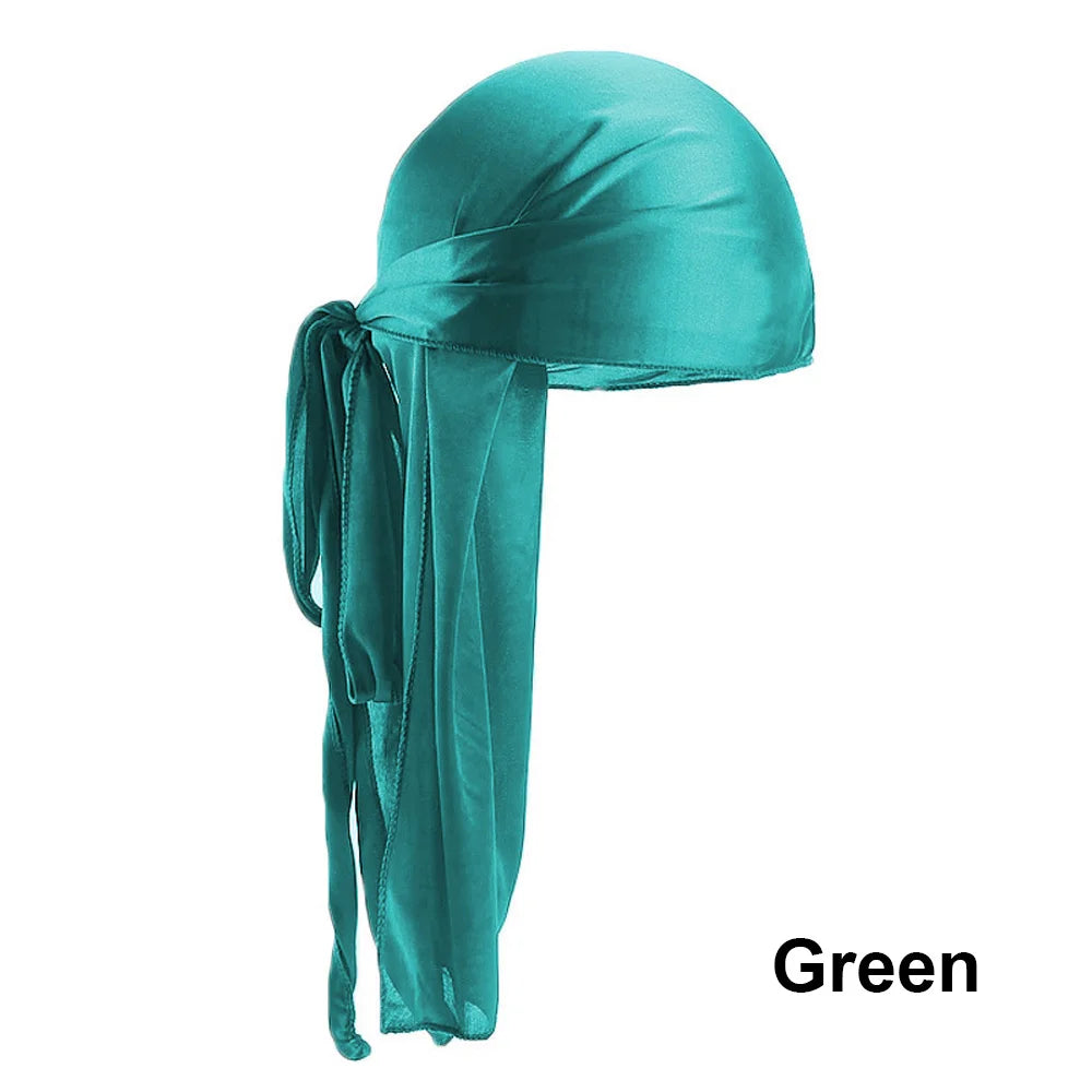 Unisex Adult Satin Long Tail Doo Rag Durag Bandanas Cap Pirate Hat Turban Men Hip Hop Headband Biker Headwrap Women Headwear