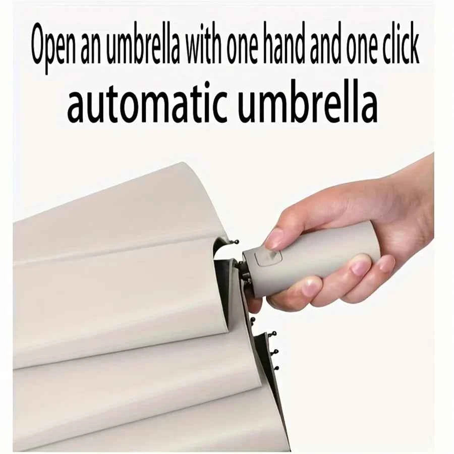 12 Bone Black Glue Fully Automatic Umbrella With Thick And Durable Keel Three Fold Umbrella UV Resistant Folding Umbrella
