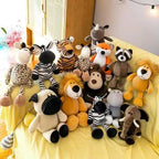 Stuffed Plush Animals Toys Soft Dolls Jungle Lion Elephant Tiger Dog Fox Monkey Deer Children Gift Kawaii Baby Kids Hobbie Toys