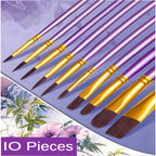 10 Pcs Set Nylon Hair Children's Artists Painting Brush Art Special Multifunction Hook Line Short Pointed Pen Available 4 Colors