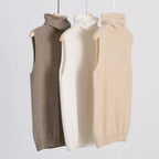 Women 100% Merino Wool Sleeveless Pullovers Turtleneck Sweater Waistcoat Wool Knitwear Spring Autumn Winter Fashion Vest Tops
