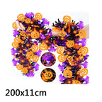 2m Halloween Tinsel Garland with Pumpkin Spider Bat Shiny Metallic Twist Garland for Home Tree Indoor Outdoor Party Decorations