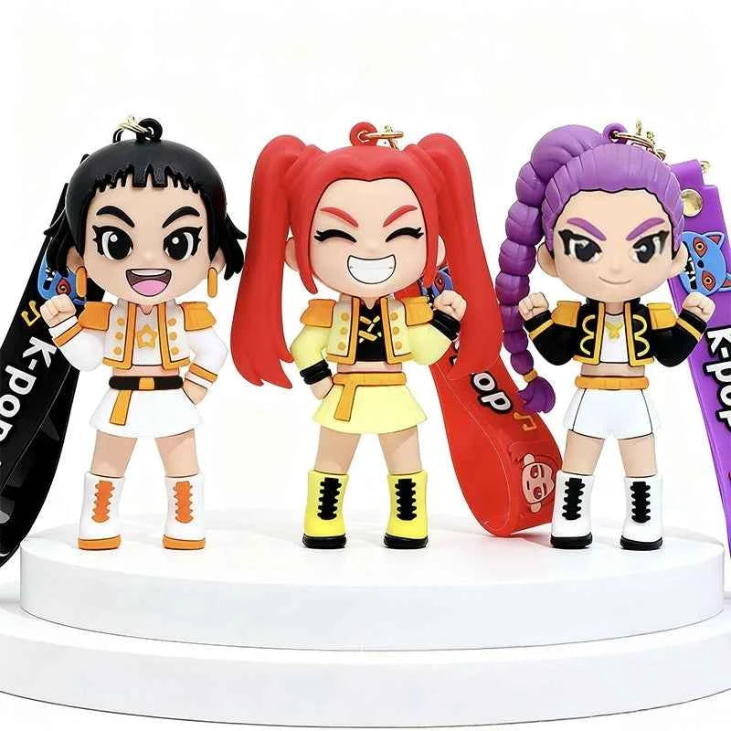 KPop Rumi Keychain Kpop Group Rumi Mira Zoey Anime Character Keychains Backpack Pendant Charms Party Favor Gift Keyring
