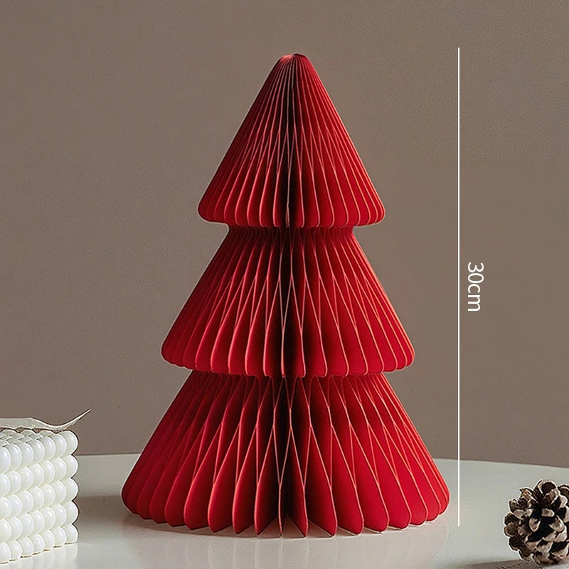 Paper Christmas Tree Ornaments 3D Honeycomb Christmas Tree Decorations Folded Paper 2026 Xmas New Year Desktop Arrangement Decor