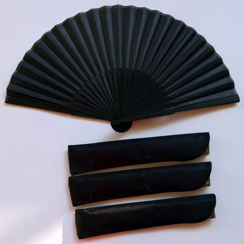 Black vintage hand fan Folding fan Dance wedding parties favor Chinese dance ball folding fans