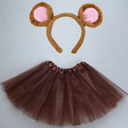 Animals  Children  Headband Tutu Skirt Tail Bow Kids  Girl Party Props Elephant Tiger Fox     Halloween Costume Cosplay