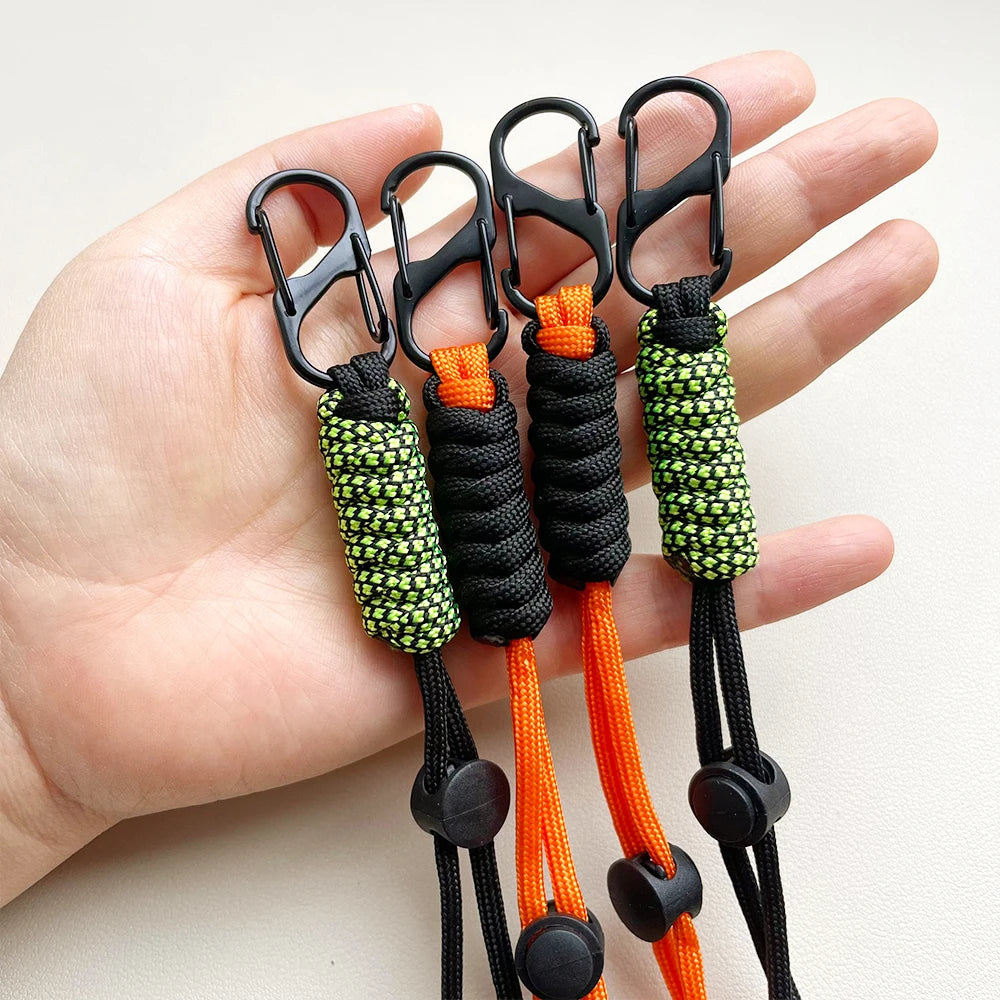 1pcs/2pcs/6pcs Hand Woven Umbrella Rope Outdoor Keychain Wrist Rope Outdoor External Buckle Car Key Hanging Rope