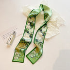 Cashew flower silk scarf double-sided printed for Women, Lightweight Versatile Bandana Style, Daily Office Party Vacation Boho