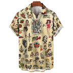 3D Print Monkey Skeleton Scissors Shirts Men Animal Patterns Button Shirt Summer Hawaii Short Sleeves Casual Loose Aloha Shirts