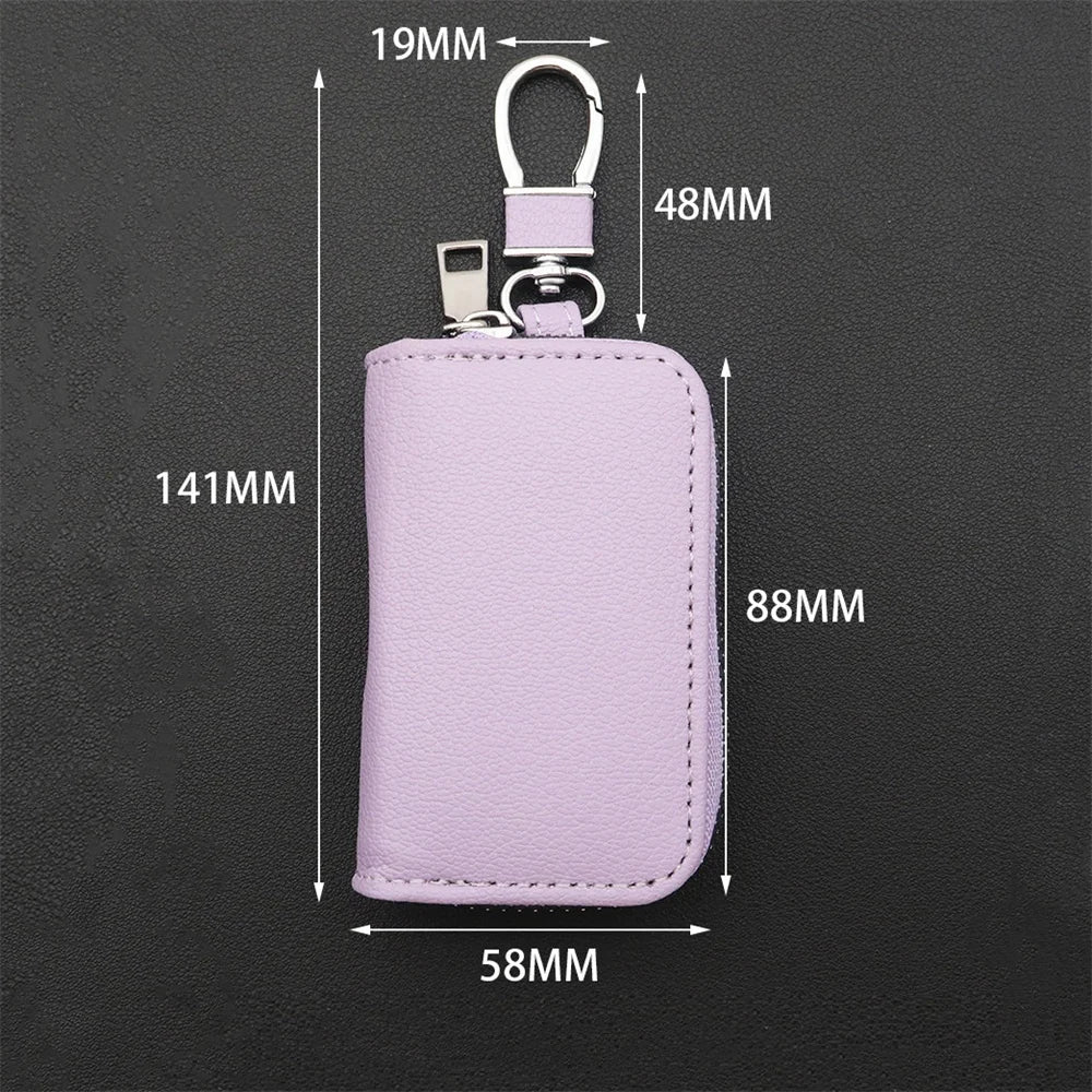 Men Key Holder Housekeeper PU Leather Car Key Wallet Keys Organizer Women Keychain Cover Zipper Key Case Bag Unisex Pouch Purse
