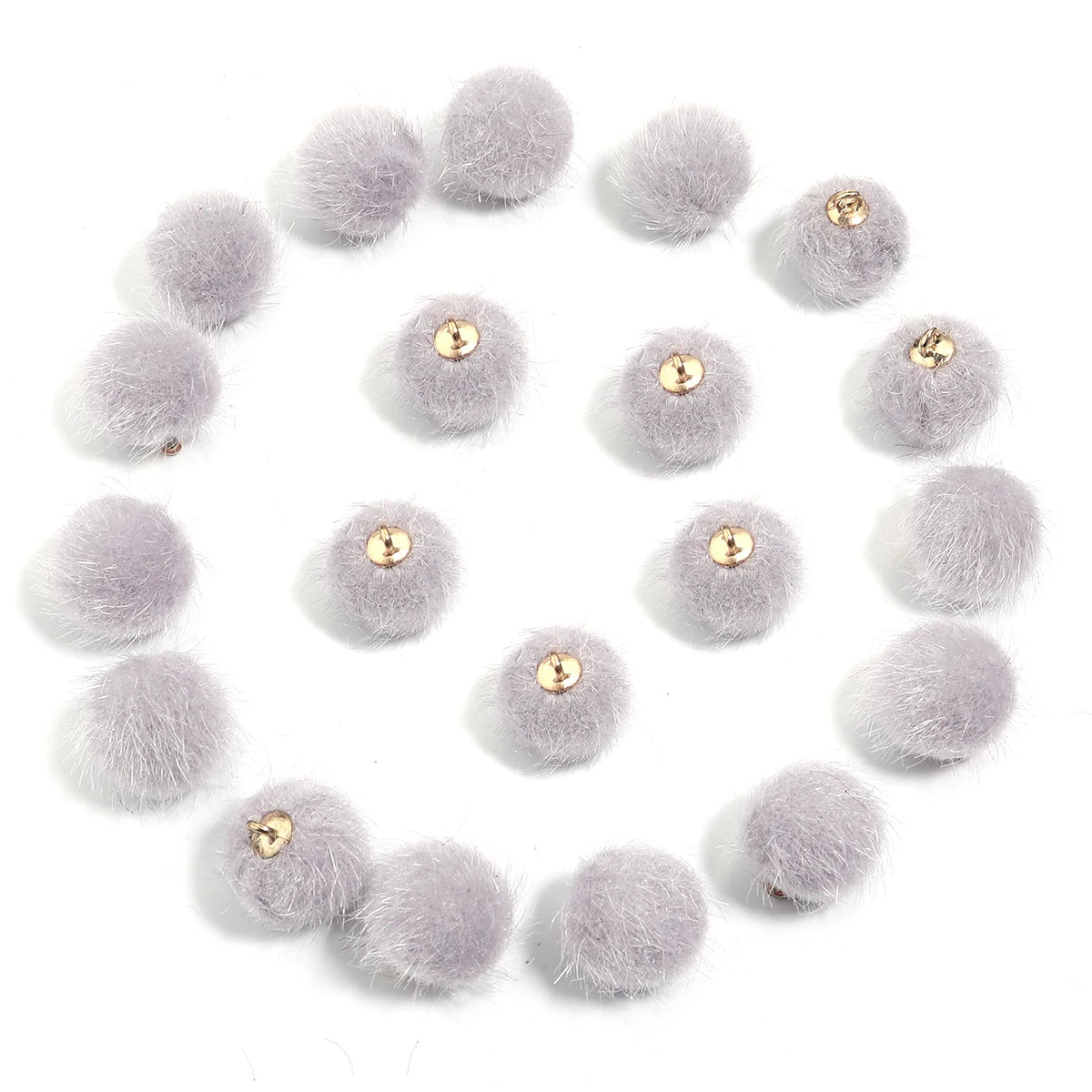 20pcs Plush Fur Covered Ball Beads Charms Multicolor Pompom Pendant For DIY Jewelry Making Necklace Bracelet Earring Accessories