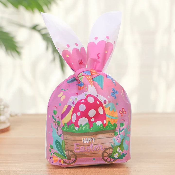 Close-up of bunny face printed on candy bag