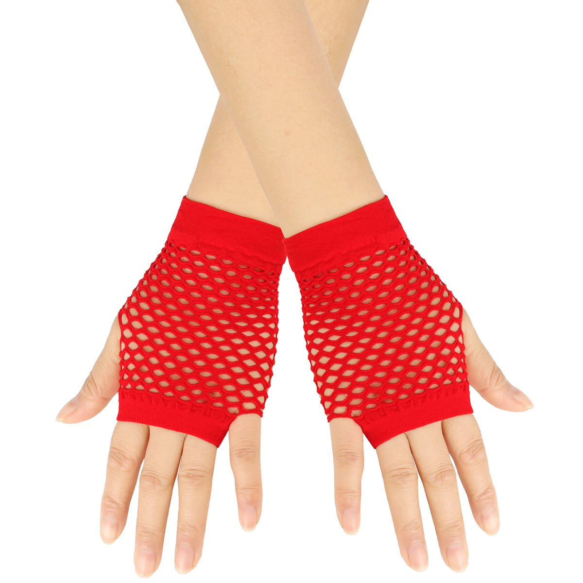 Solid color high-quality fingerless short fishing net gloves Fishing net fancy party dance mesh short gloves