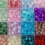 50/100pcs 8mm Glass Crackle Beads Loose Spacer Beads for Jewelry Making DIY Handmade Earrings Bracelets Necklace Accessories