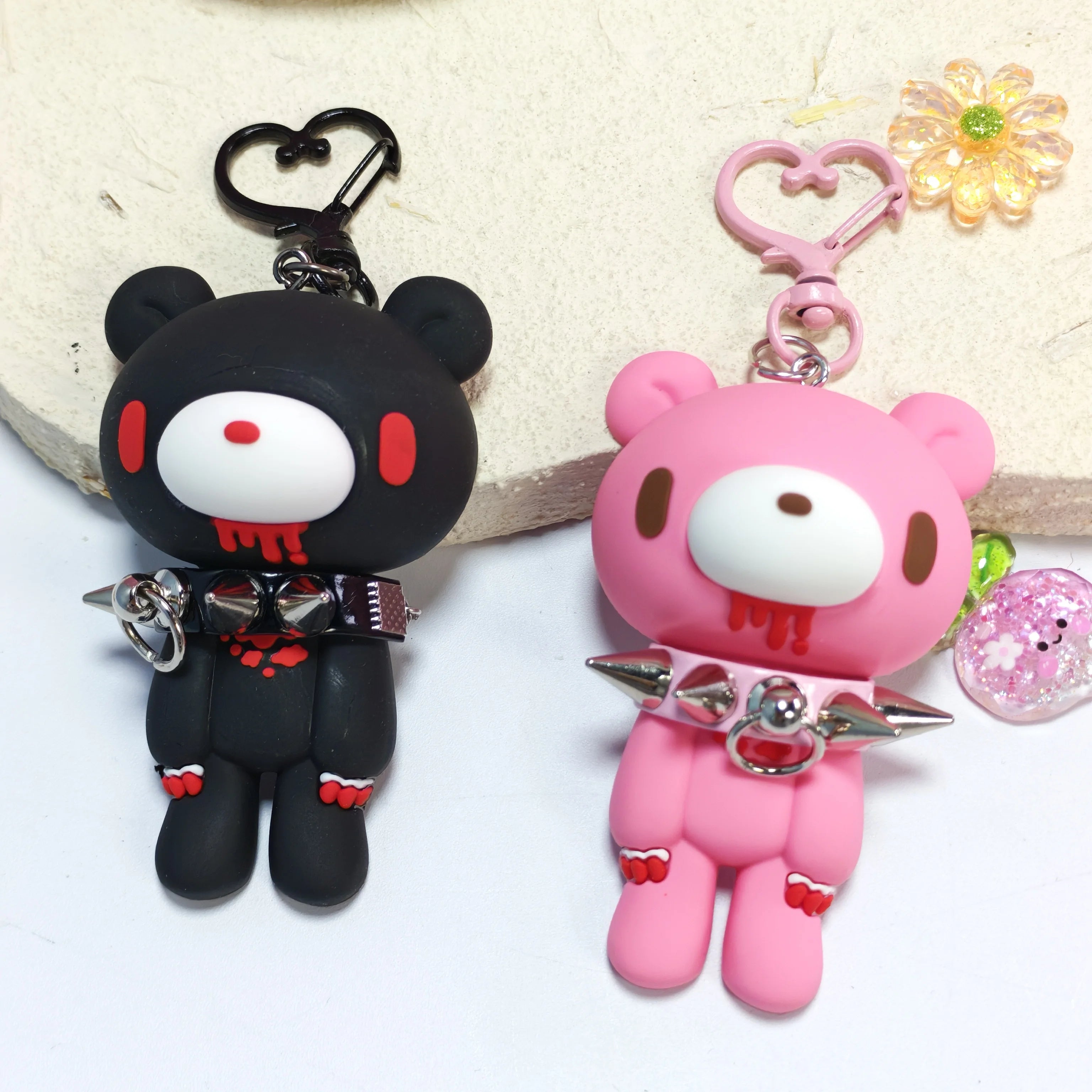 Demon Bear Keychains:Cute Punk Bag Charms with Spiked Collars,Unique Evil Teddy Trinkets,Stylish Collectible Accessories&Gift
