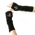 Pink Cartoon Gloves Honey Girls Winter Half Finger Cosplay Glove Anime Accessories EMO Punk Skull Christmas Gift Arm Warmers