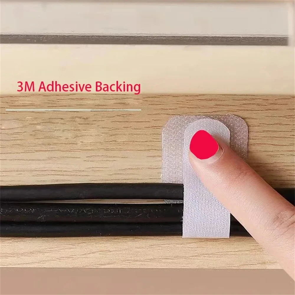 Ties Fastening Wire Reusable Cable Cord Rope Holder Self Adhesive Cord Adjustable Straps In the Office Desk Management