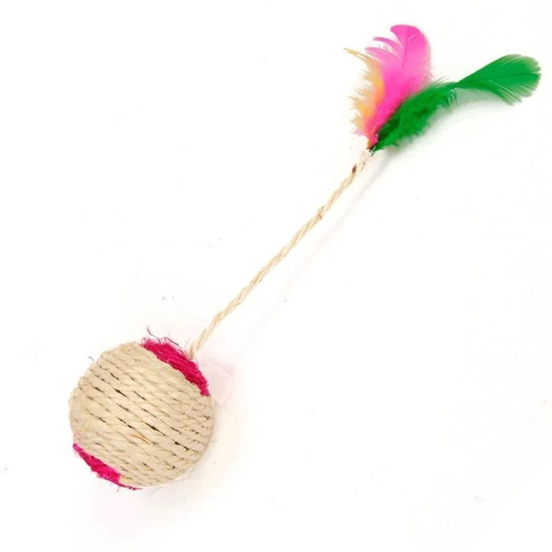 1Pc Cat Toy Sisal Scratching Ball Training Interactive Toy for Kitten Pet Cat Supplies Feather Toy Cat Toys Interactive - WTN Essentials 
