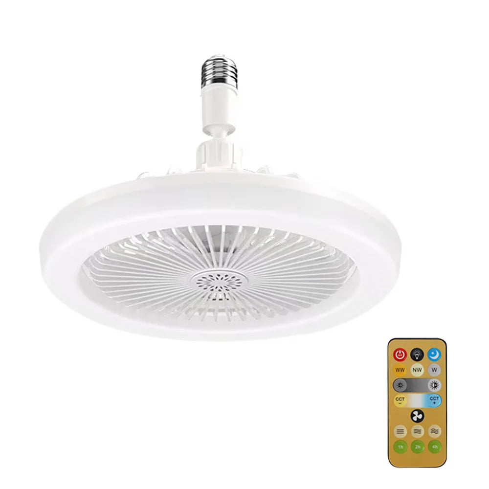 3 in 1 E27 Ceiling Fan Light with Remote Control Rotatable LED Lamp Converter Base for Bedroom Living Room Kitchen Home Decor