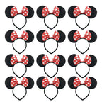 3/6/12pcs/lot Girls Mouse Ears Solid Bow Ears Headband for Birthday Party Supplies and Mouse Themed Costume Cosplay Decoration