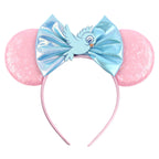 Cinderella Cartoon Mouse Ear Headband Sequin Bows Girl Adult Kid Halloween DIY Party Cosplay Hair Accessories Princess Hairband
