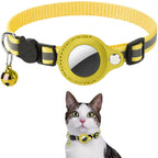 Cat AirTag Holder Collar – Adjustable Reflective Breakaway Kitten Collar with Bell & Waterproof AirTag Case