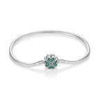 Original 925 Silver Bracelets Four Leaf Clover Butterfly Heart Bracelet Fit DIY Charms Beads Fashion Jewelry 17-20CM