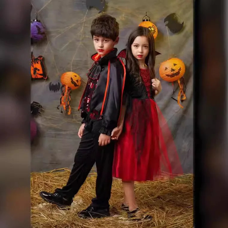 Girls Vampire Costume Gothic Tutu Dress – Halloween Fantasy Outfit