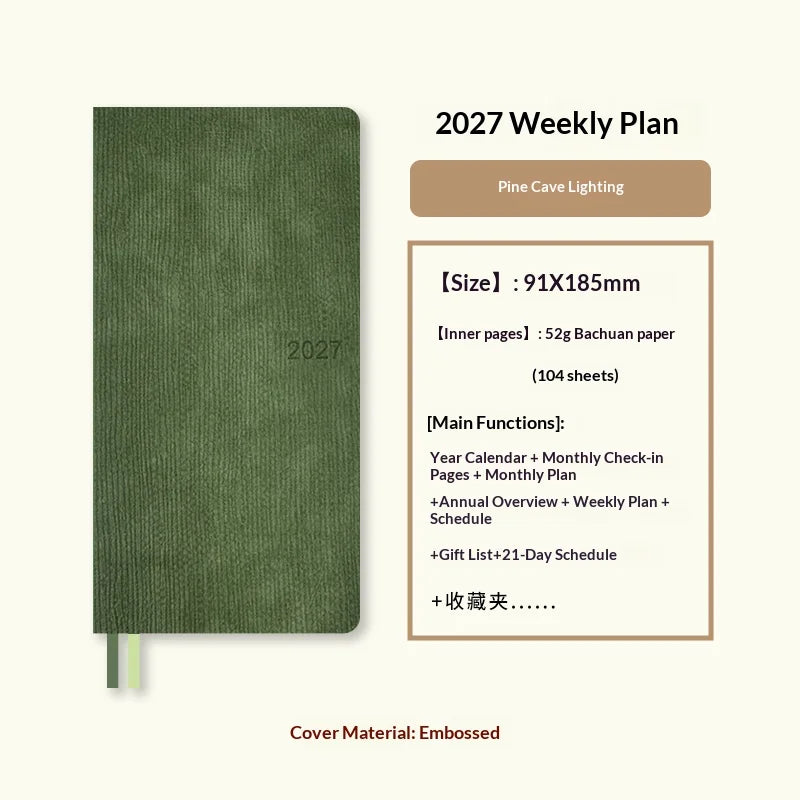 Kinbor 2027 Pocket Weekly Planner Notebook Limited Edition Week Journal Notebook Monthly Yearly Planning Book Travel Recording