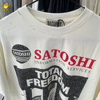 Summer Streetwear Satoshi Nakamoto T Shirt Men Woman Fashion Vintage Print Short Sleeve Washed Damaged Hole Old  Top Tee