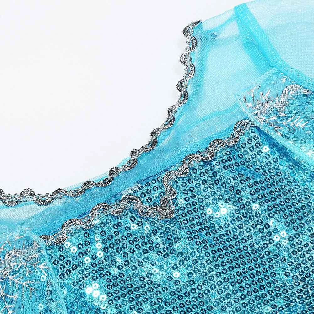 Disney Frozen Elsa Snow Queen Princess Dress Girls Costume Halloween Kids Role-play Carnival Children Birthday Party Dress