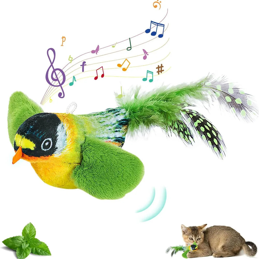 Indoor Interactive Birds Toy for Cat Chasing Teasing Toy Sounding Catnip Cat Teaser Toy Self-hilarity Wall Hanging Birds Cat Toy