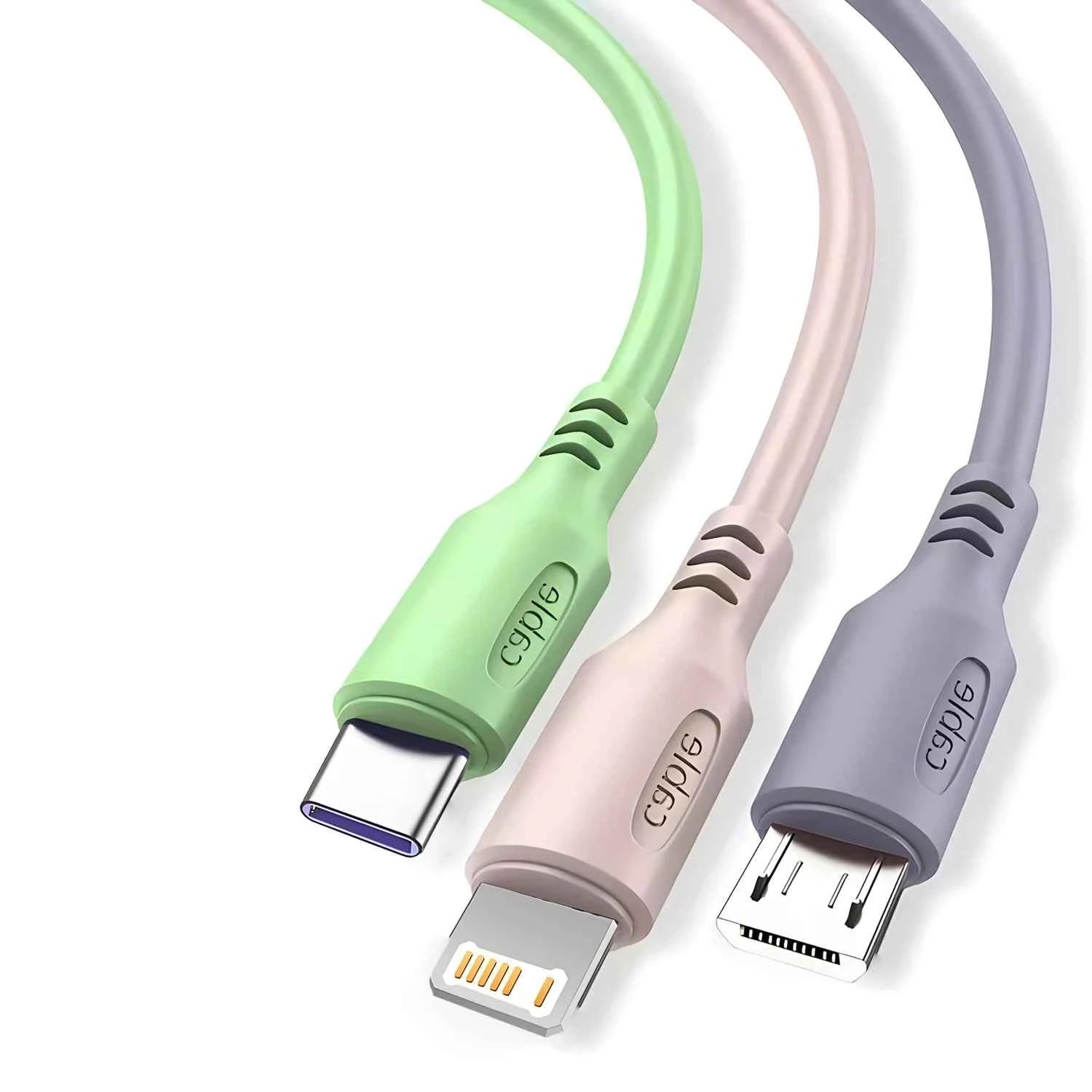 3 In 1 Fast Charging Cable For iPhone15 14 13 12 11 X Pro Max Micro USB Type-C Phone Charger USBC Data Cable
