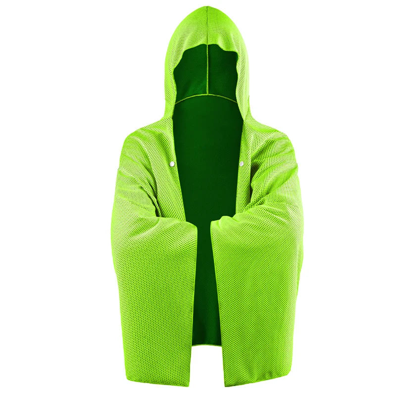 Cooling Hooded Cloak lce Cool Poncho Cover Up Super Absorbent Oversized Hooded Towel Wrap, 4-in-1 for Swimming Beach Pool Travel
