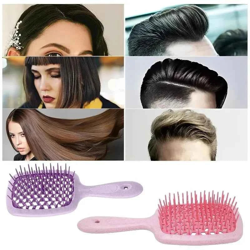 2pcs Professional Comb Detangling Hair Brush Scalp Massage Anti-static Comb Hollow Out Hairbrush for Wet Dry Barber Hair Styling