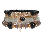Bohemian Stackable Bead Bracelets for Women Multilayered Bracelet Pendant Charm Stretch Bangles