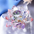 Feng shui Quartz Crystal Lotus Flower Crafts Glass Paperweight Ornaments Figurines Home Wedding Party Decor Gifts Souvenir
