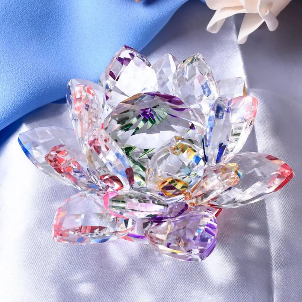 Feng shui Quartz Crystal Lotus Flower Crafts Glass Paperweight Ornaments Figurines Home Wedding Party Decor Gifts Souvenir