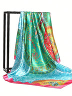 Fashion Square Silk Scarf Women Luxury Brand Satin Print Hijab Scarves Pareo Bandana Female Shawl Wrap Headband Foulard 90*90cm