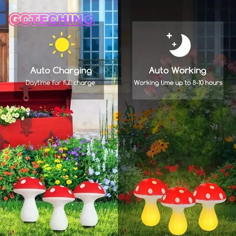 Solar Outdoor Lights, Cute Garden Mushroom Outdoor Decorative Pile String Lights, Solar Waterproof Outdoor Lights