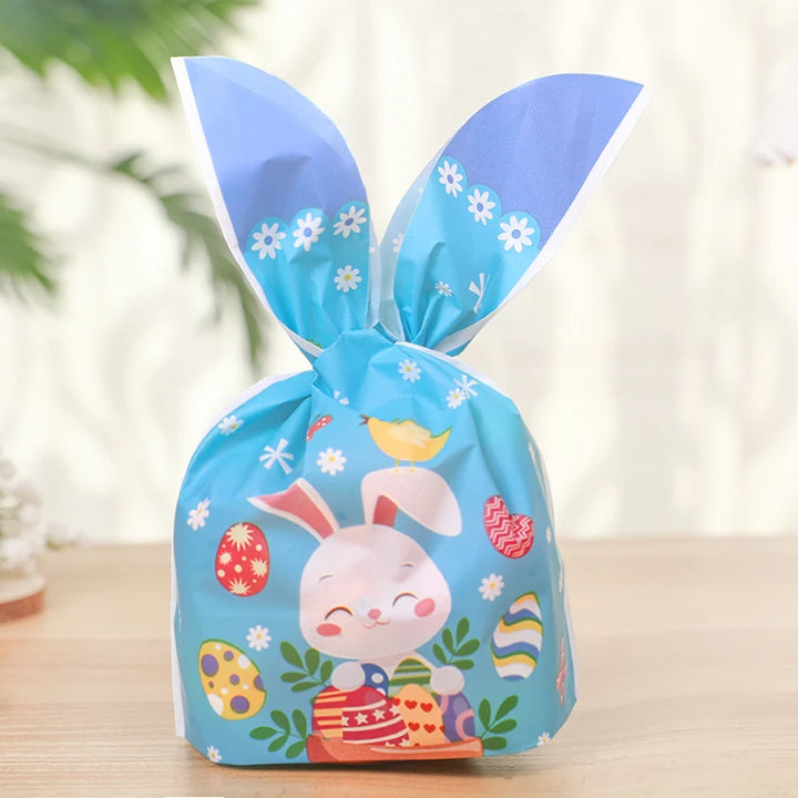 Close-up of bunny face printed on candy bag