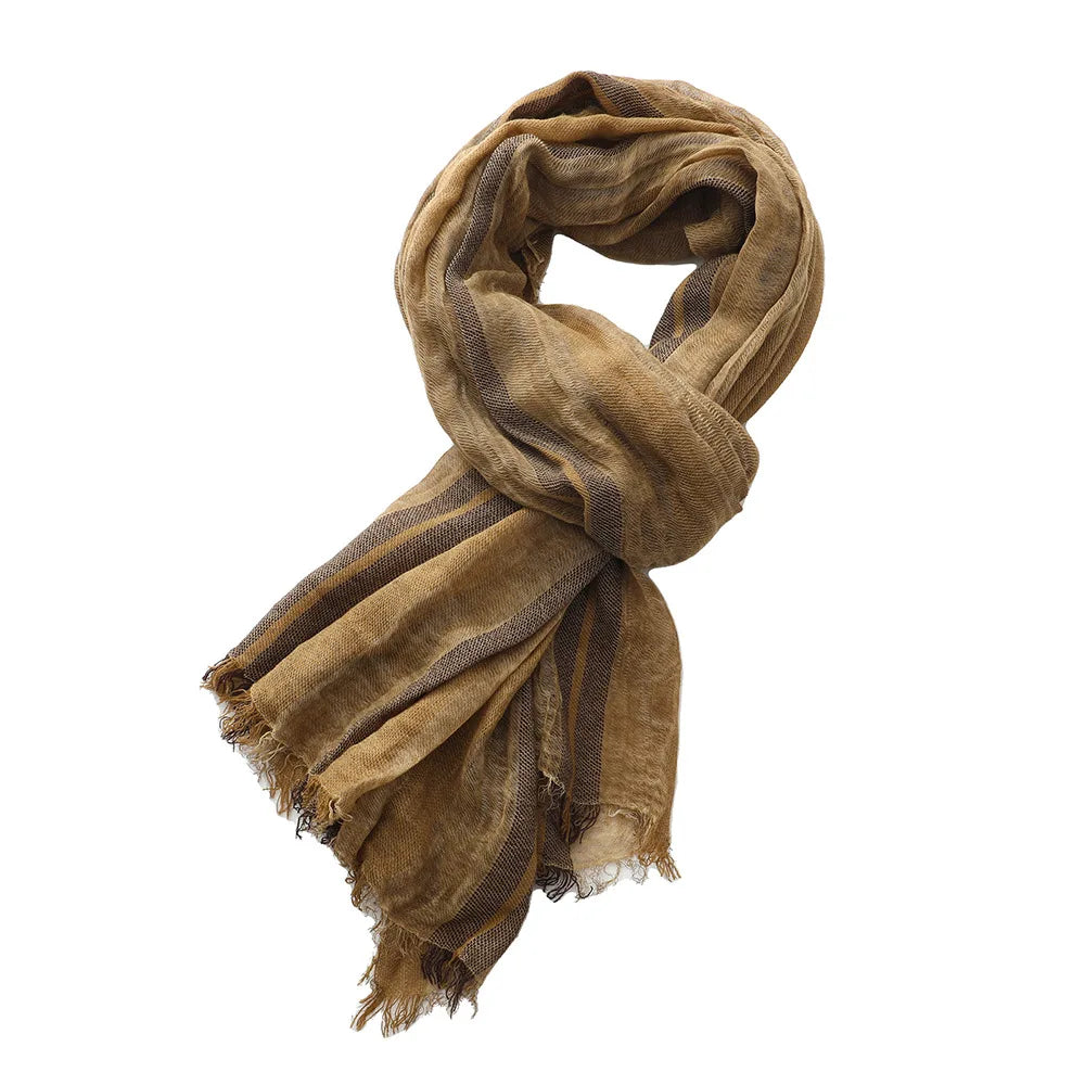 Autumn Winter Men Scarf Cotton Linen Striped Scarves Warm Neckerchief Pashmina Casual Male Accessories Bufandas Shawls