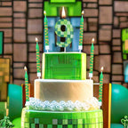 7pcs Green My World Candle Birthday Party Pixel Theme Birthday Party Video Game Party Decoration 0-9 Cake Top Digital Candles