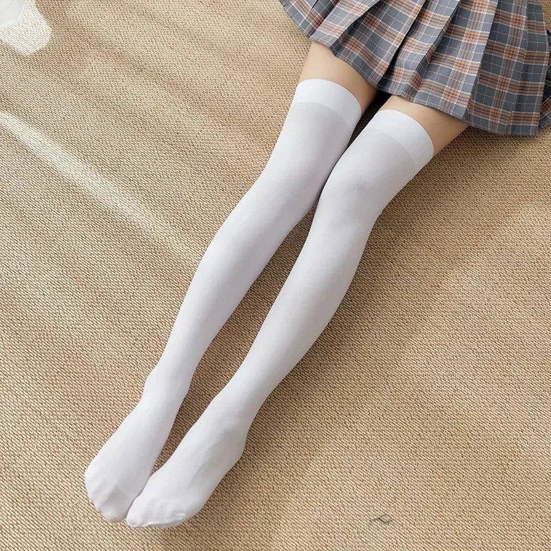 Sexy Black White Soild Color Long Socks Women Over Knee Thigh High Over The Knee Stockings Lolita Ladies Girls Warm Knee Socks