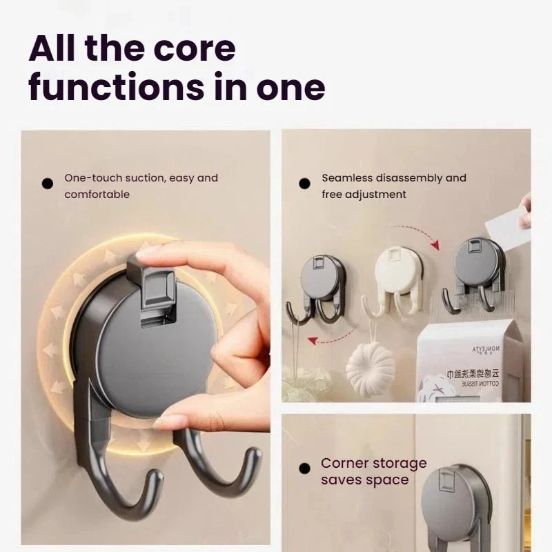 Suction Cup Hook No Drilling Required Bathroom Hooks Kitchen Door Back Clothes Hook Dual Hooks Strong Load-bearing Hooks