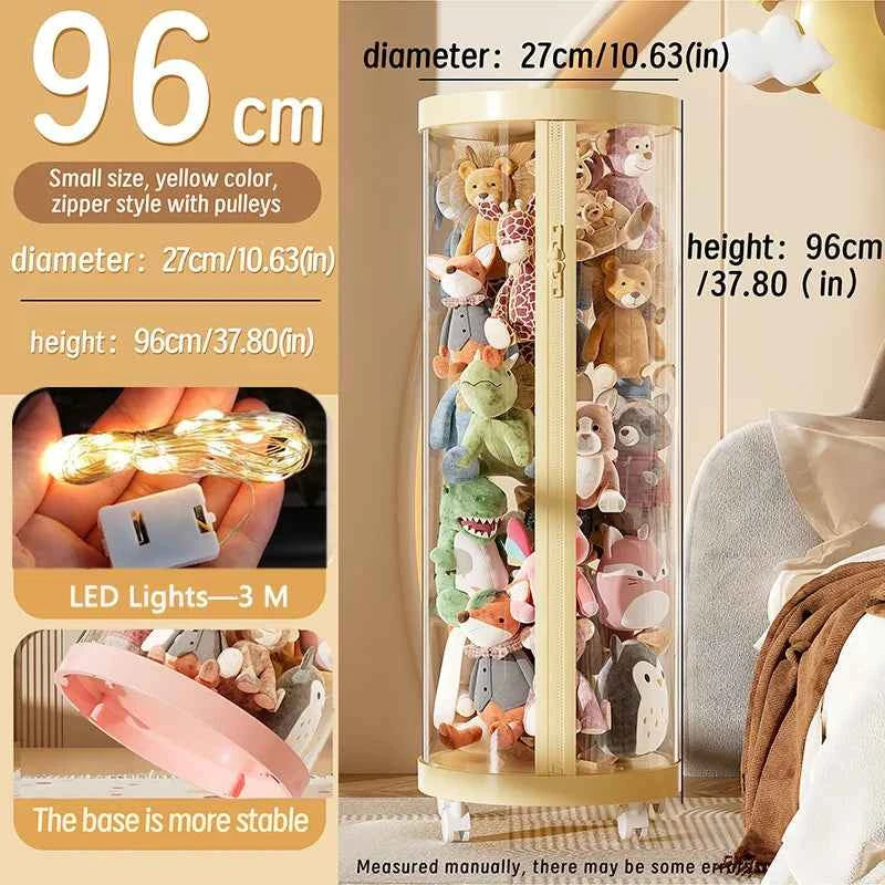 Transparent Doll Storage Box Plush Toy Organization Toy Storage Tube DIY Zipper Bins Kid Christmas Gift Children's Toy Organizer