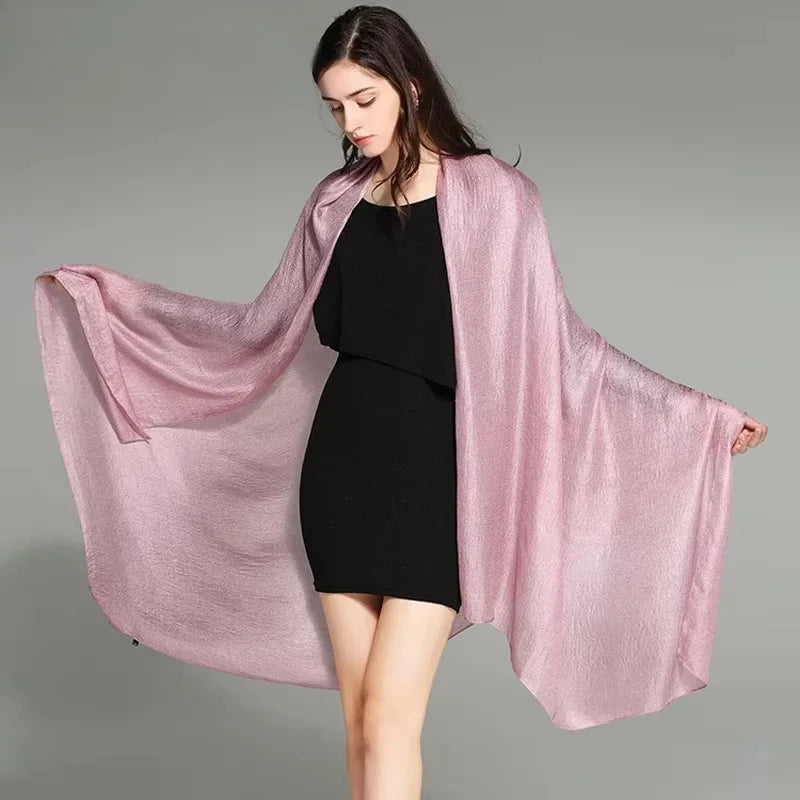 2025 Women's Pure Color Linen Scarf Long Bohemian Beach Wrap Shawl Summer Sunscreen Hijab Stole Versatile Fashion Accessory